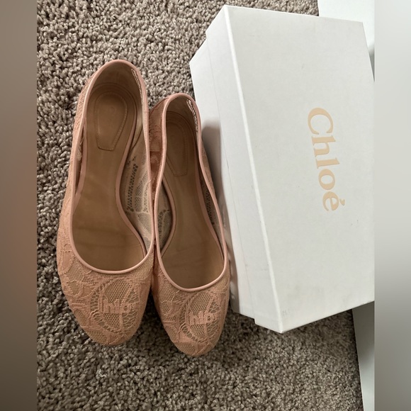 Chloe Lace flat Ballerinas size 38 Excellent Condition with Original Box nude - Picture 3 of 4
